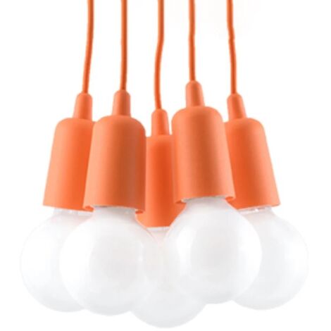 Lámpara colgante Tina naranja, 5 luces