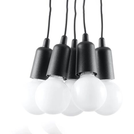 Lámpara colgante Tina negro, 5 luces