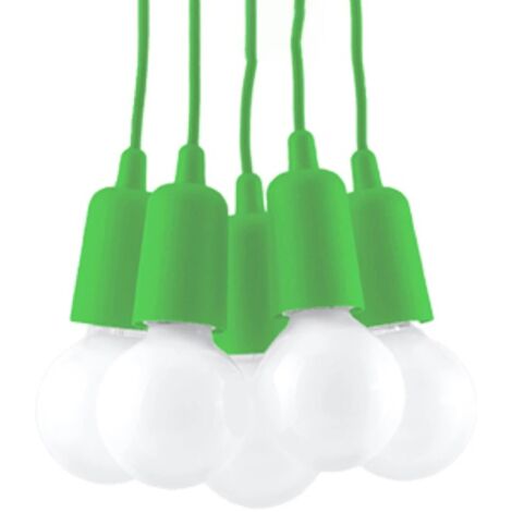 Lámpara colgante Tina verde, 5 luces
