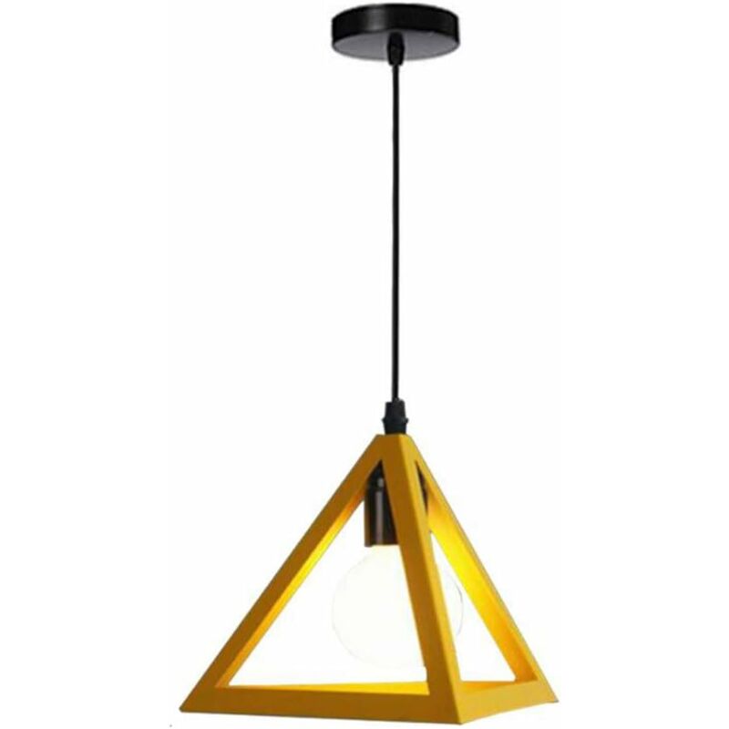 

Lámparas de Colgar Triangular Lámpara de Techo Clásica Amarillo Antigua Lustre Metal Retro para Dormitorio Bar Loft