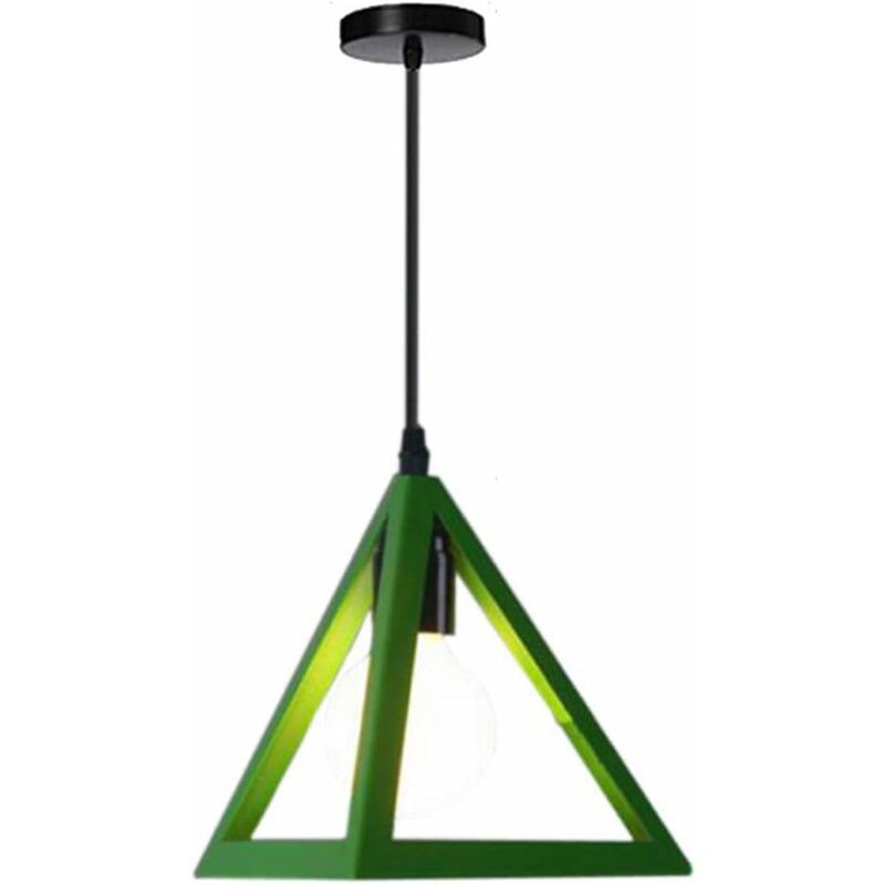

Lámparas de Colgar Triangular Lámpara de Techo Clásica Verde Antigua Lustre Metal Retro para Dormitorio Bar Loft