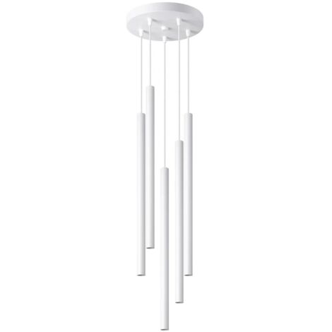 Lámpara colgante Vacu blanco, 5 luces