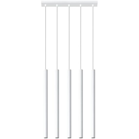Lámpara colgante Vacu blanco, 5 luces