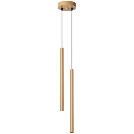 Lámpara colgante Vacu dorado, 2 luces