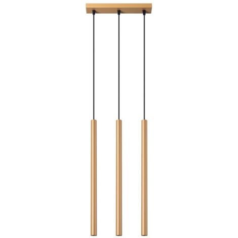 Lámpara colgante Vacu dorado, 3 luces