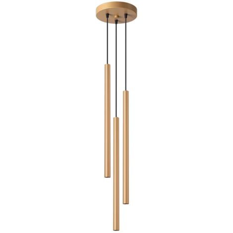 Lámpara colgante Vacu dorado, 3 luces