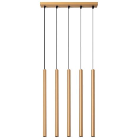 Lámpara colgante Vacu dorado, 5 luces