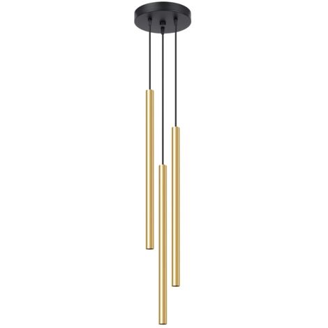 Lámpara colgante Vacu dorado pulido, 3 luces