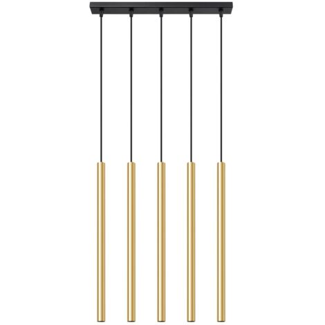 Lámpara colgante Vacu dorado pulido, 5 luces