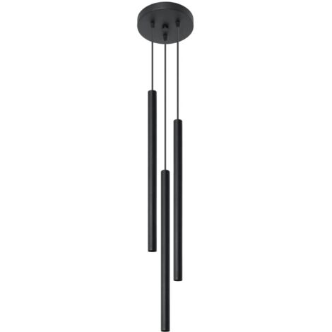 Lámpara colgante Vacu negro, 3 luces
