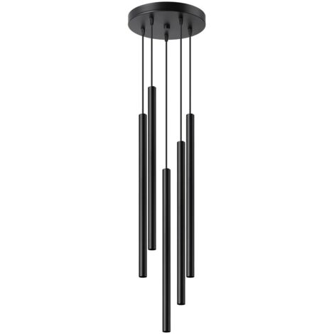 Lámpara colgante Vacu negro, 5 luces