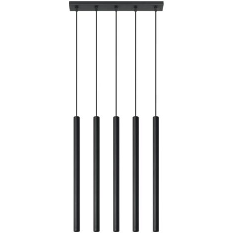 Lámpara colgante Vacu negro, 5 luces