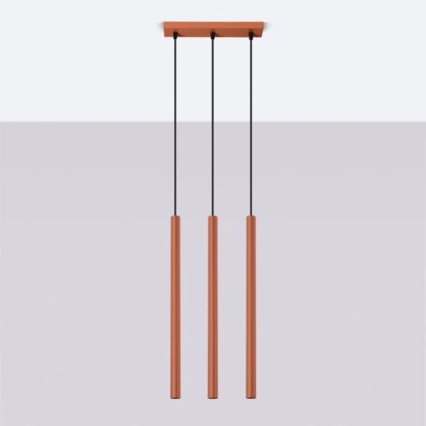 Lámpara colgante Vacu rojo, 3 luces