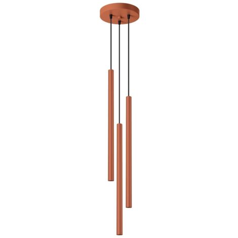 Lámpara colgante Vacu rojo, 3 luces
