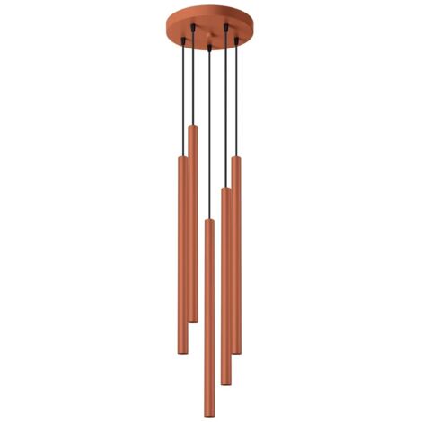 Lámpara colgante Vacu rojo, 5 luces