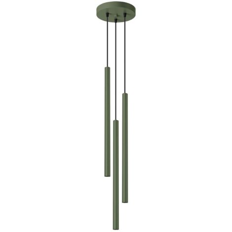 Lámpara colgante Vacu verde, 3 luces