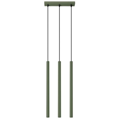Lámpara colgante Vacu verde, 3 luces