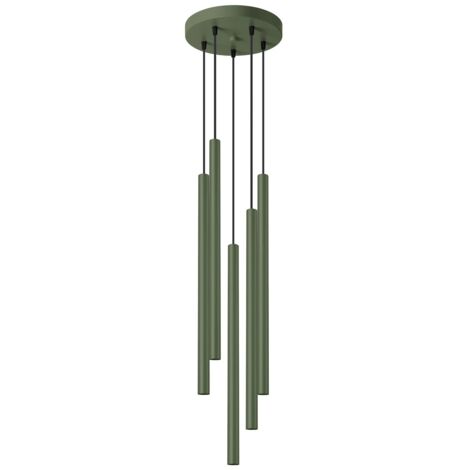 Lámpara colgante Vacu verde, 5 luces