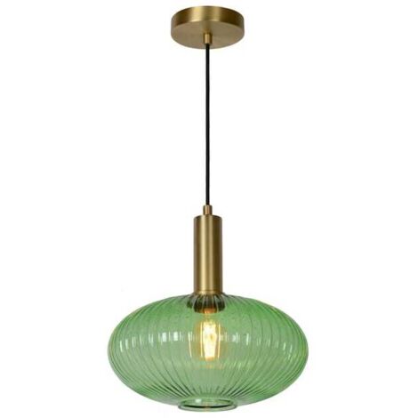 Lámpara colgante, vidrio, verde, Ø30 cm, E27