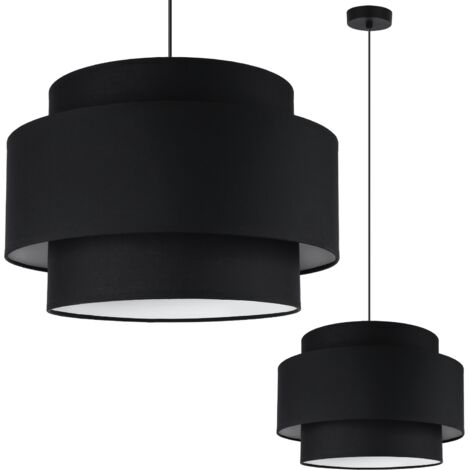 LÁMPARA COLGANTE VIENA NEGRA 1 PLANO 40CM BORDE BLANCO E27