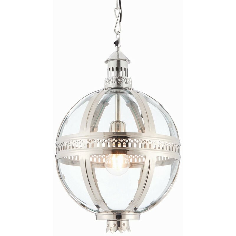

Endon Vienna - 1 lámpara colgante esférica niquelada brillante sobre latón macizo, vidrio, E27