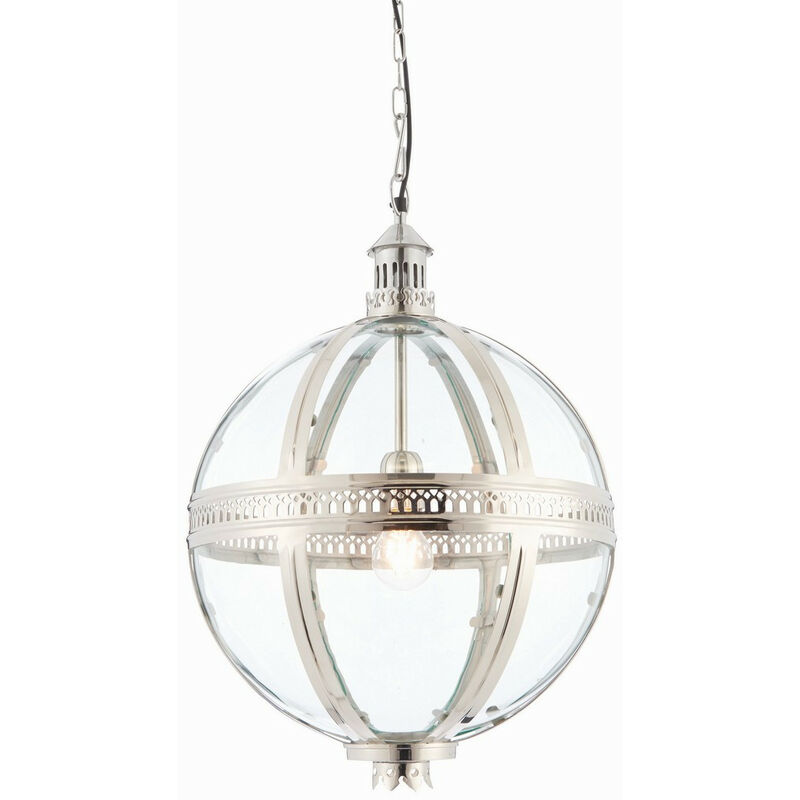 

Endon Vienna - 1 lámpara colgante esférica niquelada brillante sobre latón macizo, vidrio, E27