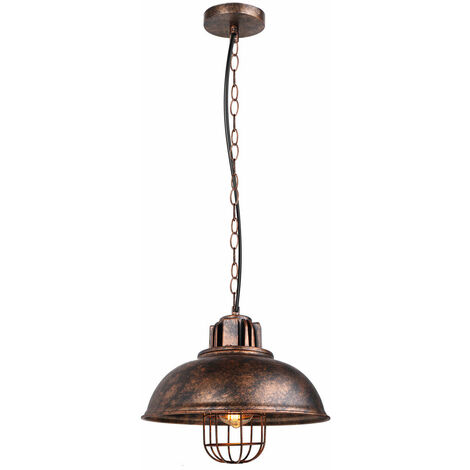 Lámpara Colgante, Vintage Cúpula Lámpara de Techo Cadena con Ø33cm Pantalla de Metal E27 Base - Óxido