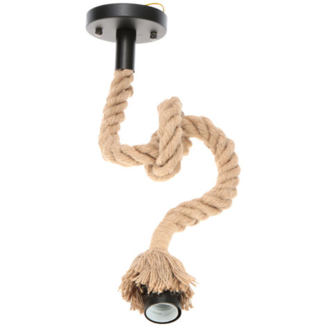 Lámpara colgante vintage de cuerda de cáñamo - Lámpara colgante de estilo industrial, casquillo E27, 50 cm, para restaurante u hogar.