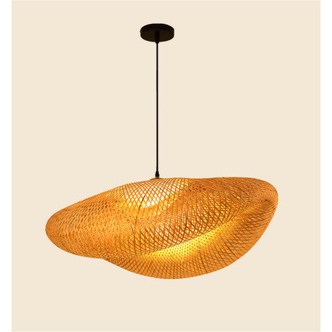 Lámpara colgante vintage E27, lámpara colgante tejida, lámpara colgante de ratán de bambú natural, lámpara hecha a mano, lámpara colgante de altura ajustable, restaurante, dormitorio, sala de estar, c