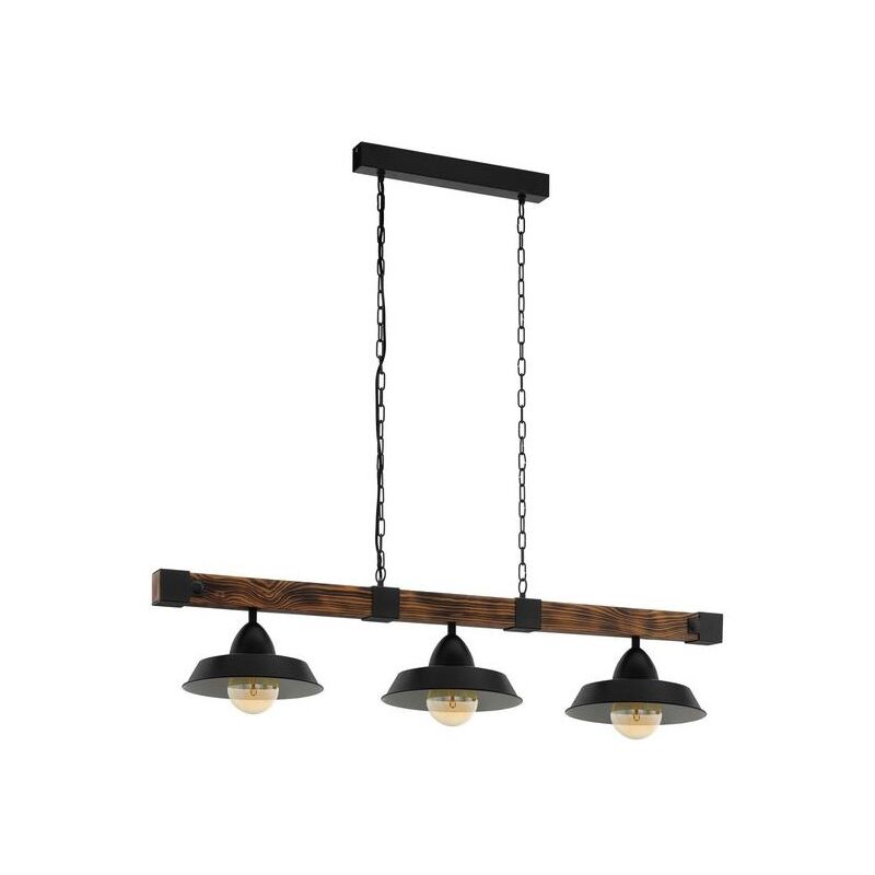 

Lámpara colgante vintage Eglo en metal negro y soporte de madera 220-240 V IP20 | hierro