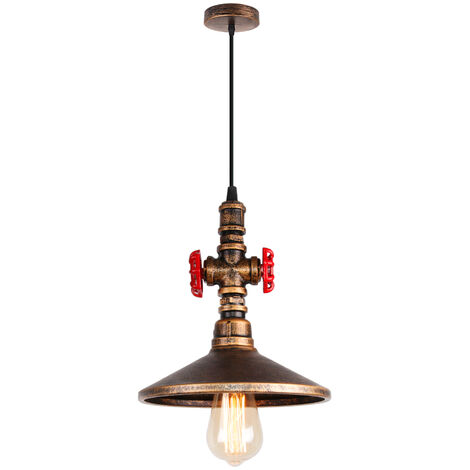 Lámpara Colgante Vintage Forma de Tuberia de Agua Tapa Sombra Luz de Techo Suspension Industrial Creativo de Moda para Sala Comedor Bar Cafe