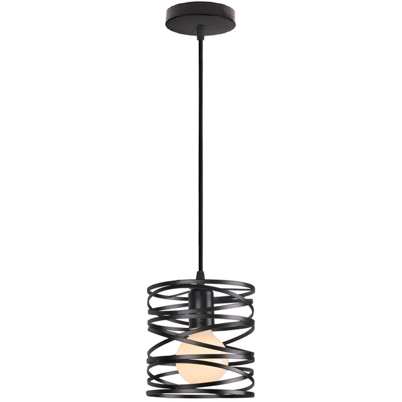 

Lámpara Colgante Vintage, Pantalla de Metal, Luz Colgante Retro Negro, Luz de Techo Industrial para Iluminación Interior-(Ø20CM)