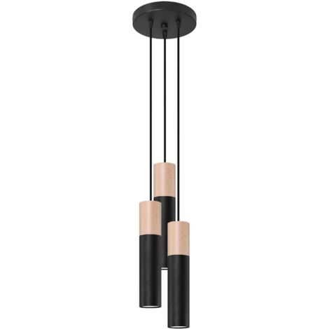 Lámpara colgante Vira negro, 3 luces