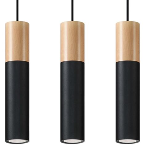 Lámpara colgante Vira negro, 3 luces