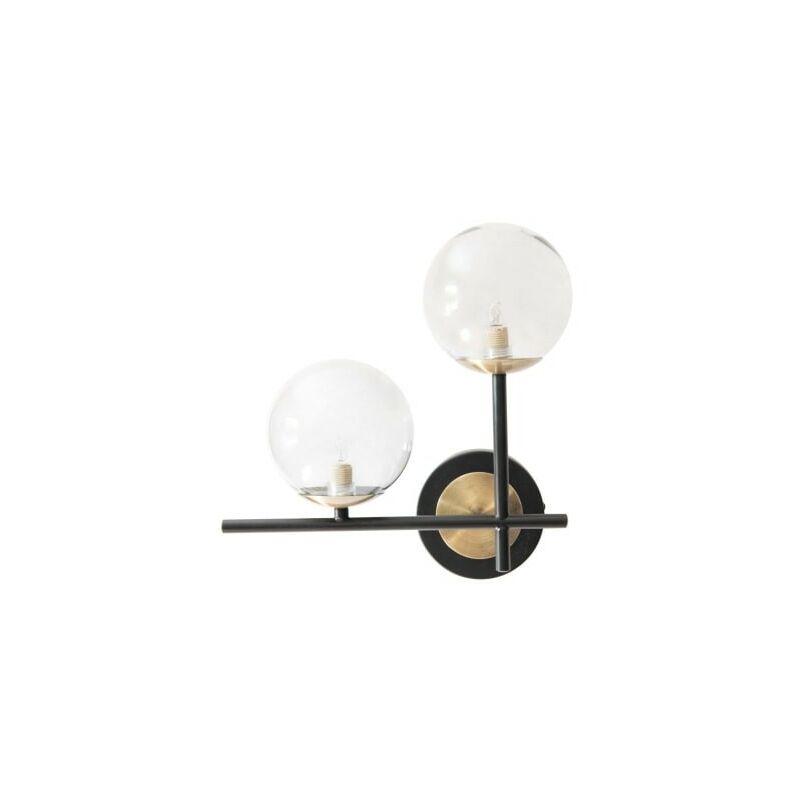 

Lámpara COLMAR, aplique, negro, dorado, tulipa doble cristal