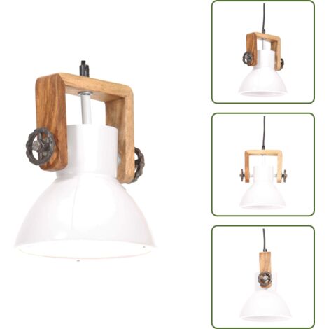 Lámpara con madera - vidaXL Lámpara colgante industrial 25 W blanca redonda 19 cm E27 - Lámpara de estilo industrial
