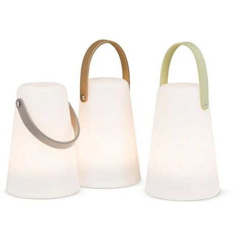 Lámpara con mango cónico de cuero, luz suave blanca cálida, diseño resistente al agua, color blanco