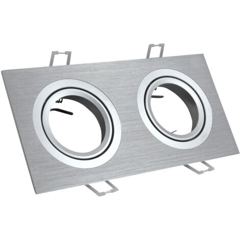 Lámpara cuadrada doble SOUTH OPAL de aluminio, plata cepillada - 302151