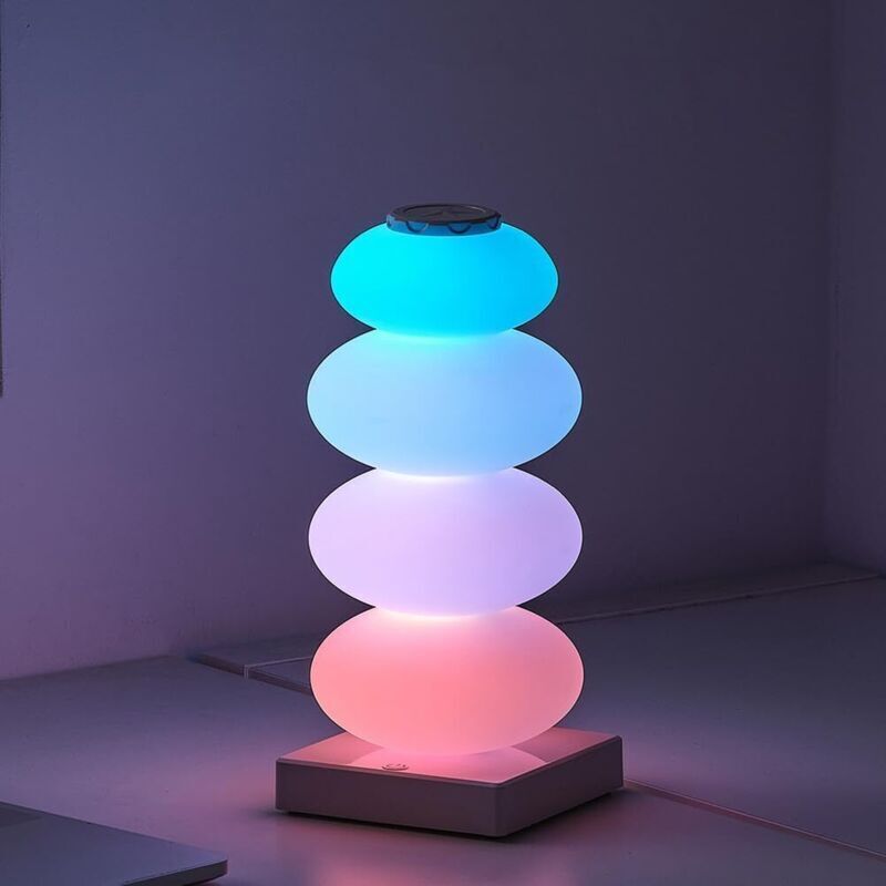 Xisrens Schwarz Lámpara De Ambiente Rgb Con Regulador Táctil, Moderna Lámpara De Mesa Led 3000K + 16 Colores Cambiantes, Lámpara De Ambiente, Lámpara De Noche Para Dormitorio, Sala De Estar, Habitación Infantil