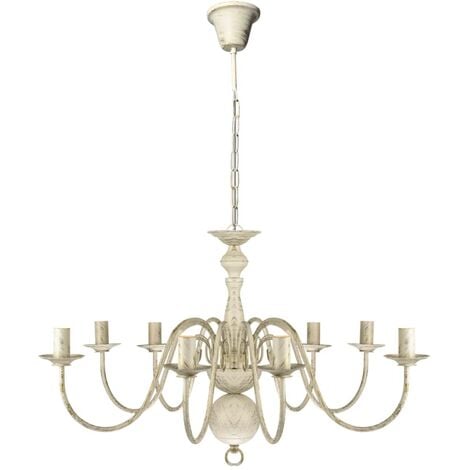 Lámpara de araña antique metal blanco 8 bombillas E14 vidaXL