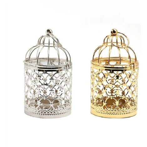 Lámpara de araña Beiou Moroccan Taihua con decoración de linterna antigua de plata y oro.