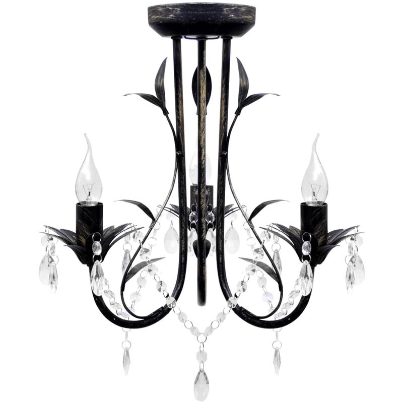 

Lámpara de araña, candelabro negro estilo Art Nouveau, 3 x E14