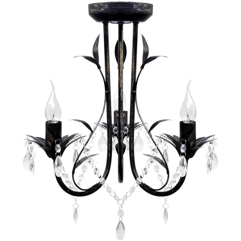

Lámpara de araña, candelabro negro estilo Art Nouveau, 3 x E14