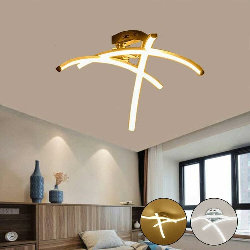 

Stoex - Lustre Creativa Moderna Lámpara de Techo Led Moderna Curvada con 3 PCS Cabezas de Luz En Forma de Onda para Sala de Estar Dormitorio Comedor