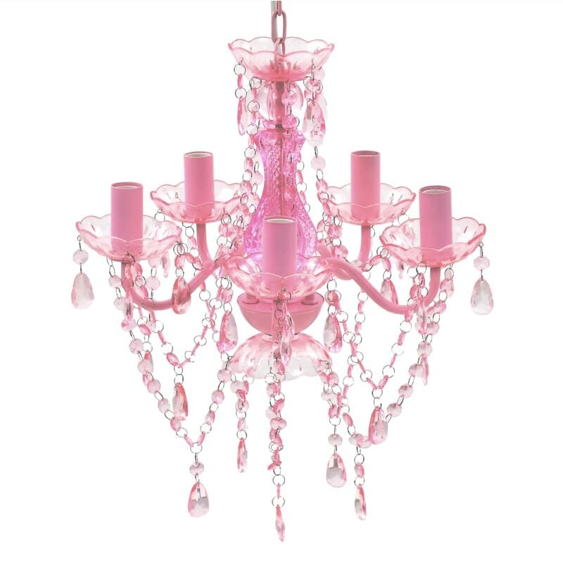 

Lámpara de araña de cristal 5 bombillas rosa