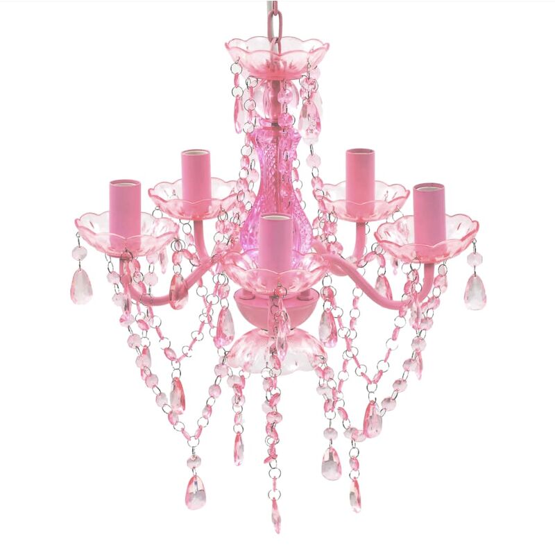 

Lámpara de araña de cristal 5 bombillas rosa