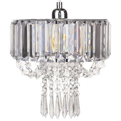 Lámpara de araña de cristal transparente de 83 cm con cristales glamour con acento cromado Adorn