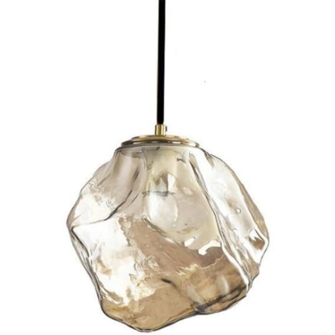 Lámpara de araña industrial vintage de cristal soplado color ámbar, estilo esmerilado, ideal para un dormitorio o comedor. Lámpara de araña pequeña de color dorado.