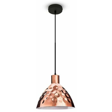 Lámpara de araña LED V-TAC de metal con cono y portalámparas E27 (máx. 60 W), color oro rosa, diámetro 220 mm