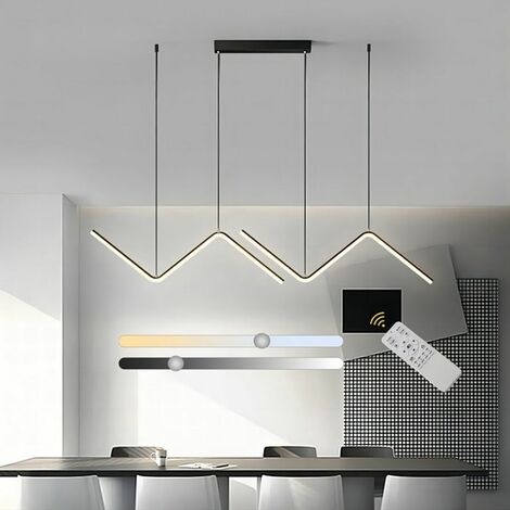 GOECO Lámpara de Araña Regulable Moderno Líneas Lámpara de Techo Regulable 3000K-6000K Para salón dormitorio comedor oficina Bar Cafetería Negro